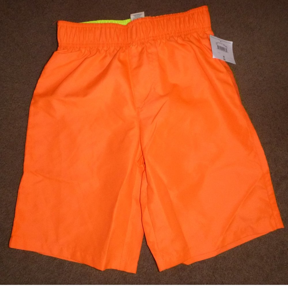 Boys OP Blaze Orange Swim Trunks Size Small 6/7 Med 8  UPF 50+ NWT